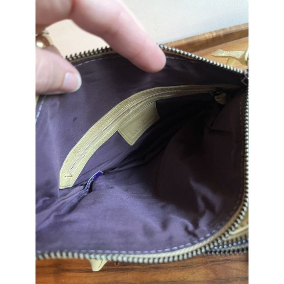 Kooba Y2K Vintage Handcrafted Leather Crossbody Bag Asymmetrical Zipper Yellow - Picture 9 of 14